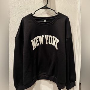 New York name woven fabric, 3XL, SHEIN, Black